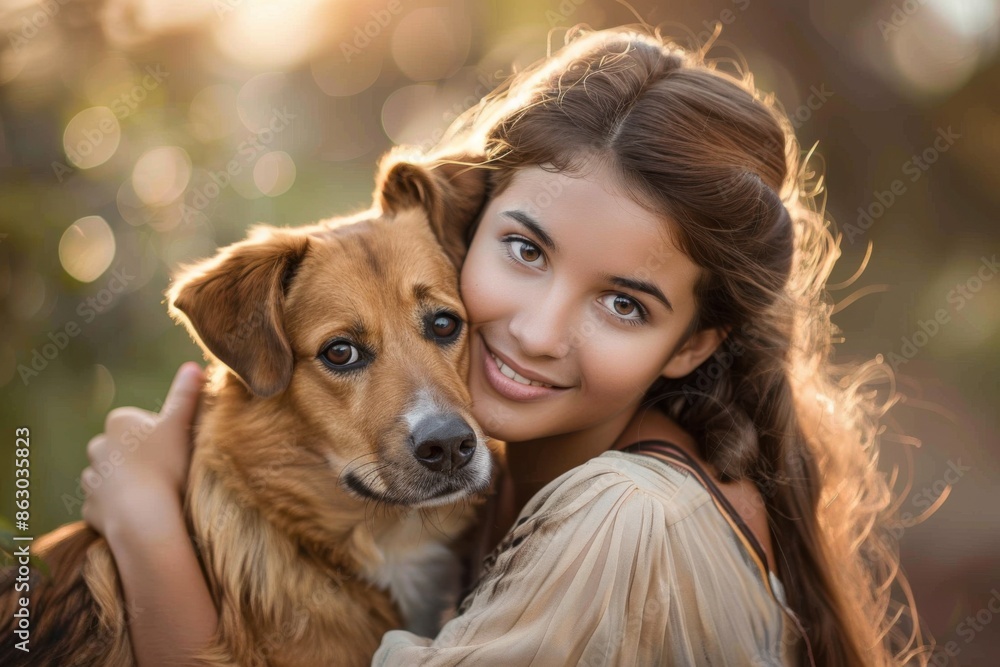 Woman With Dog. Beautiful Caucasian Adult Female and Cute Dog Enjoying Friendship Woman With Dog. Beautiful Caucasian Adult Female and Cute Dog Enjoying Friendship
