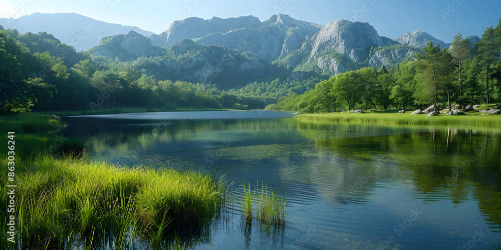 Fototapeta premium Snowy Mountain Landscape Natural Scenery Wallpaper