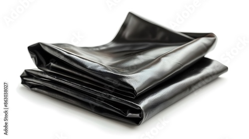 Folded Black Vinyl Sheet on White Background