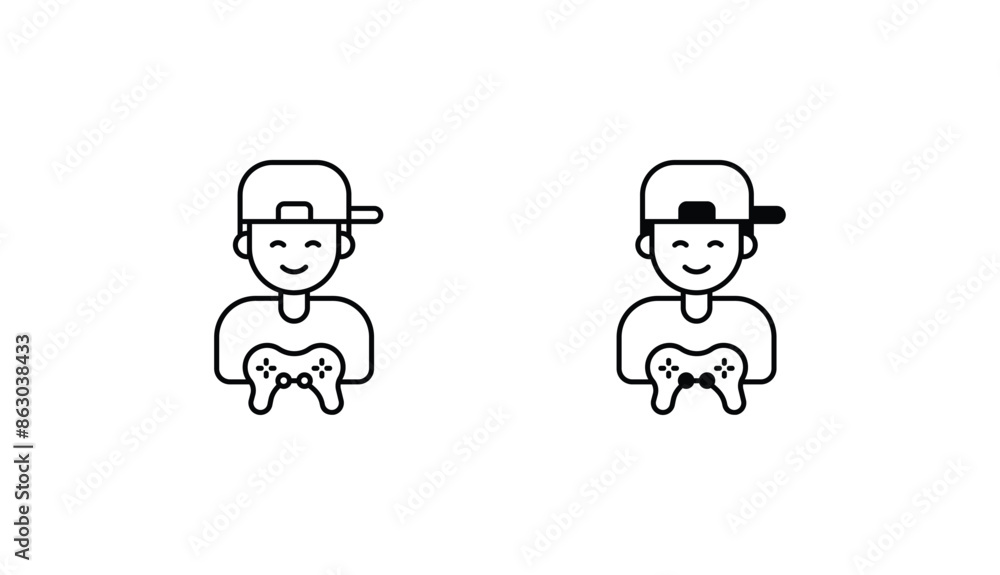 Gamer icon design with white background stock illustration Gamer icon design with white background stock illustration