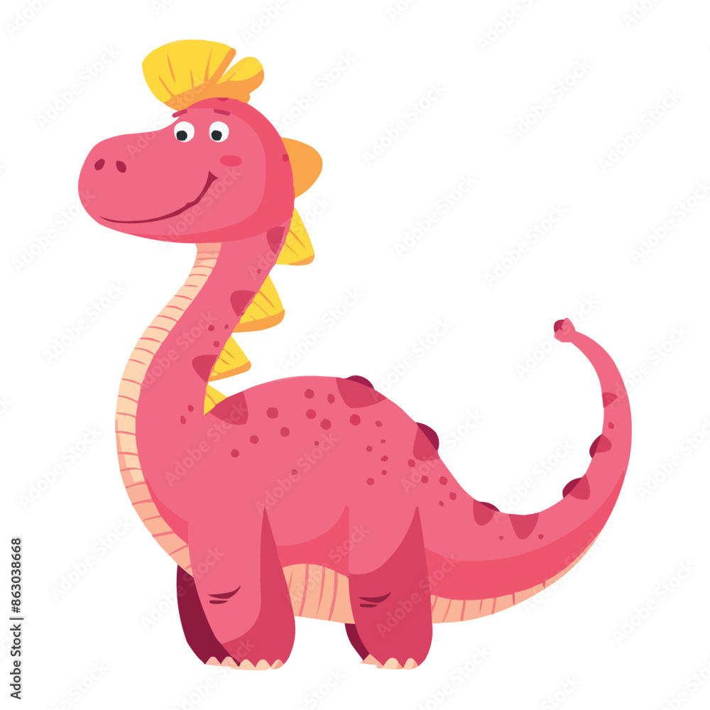 Cute pink dinosaur parasaurolophus cartoon vector Cute pink dinosaur parasaurolophus cartoon vector