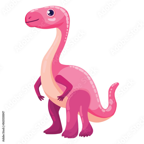 Cute pink dinosaur parasaurolophus cartoon vector