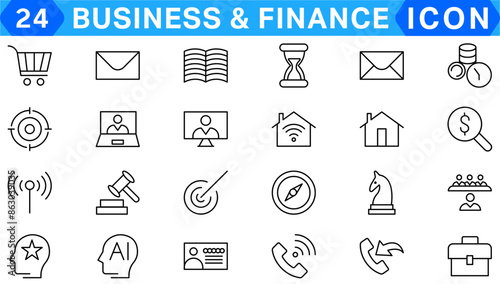 Finance line icons set. Money payments elements outline icons collection. Payments elements symbols. Currency, money, bank, cryptocurrency, check, wallet, piggy, balance, safe - stock vector.
