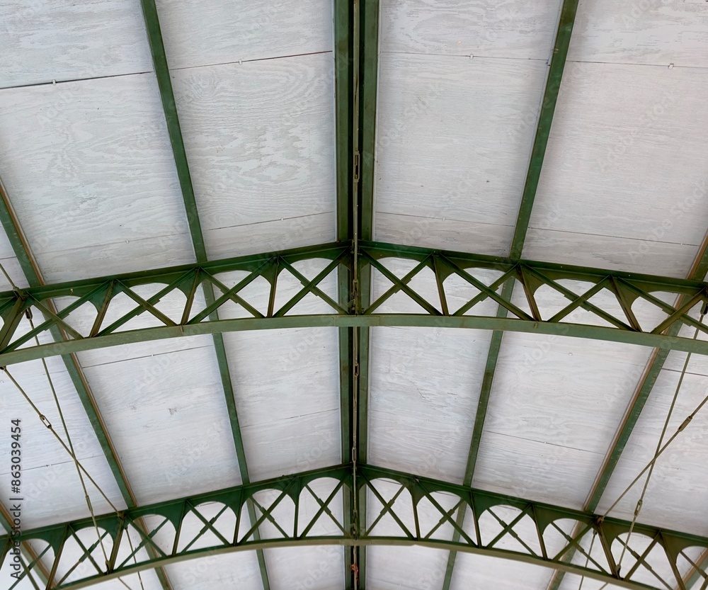 Industrial steel roof rafters create a robust and modern framework ...