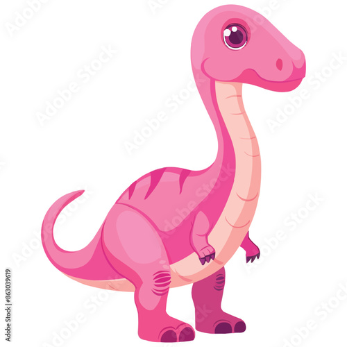 Cute pink dinosaur parasaurolophus cartoon vector