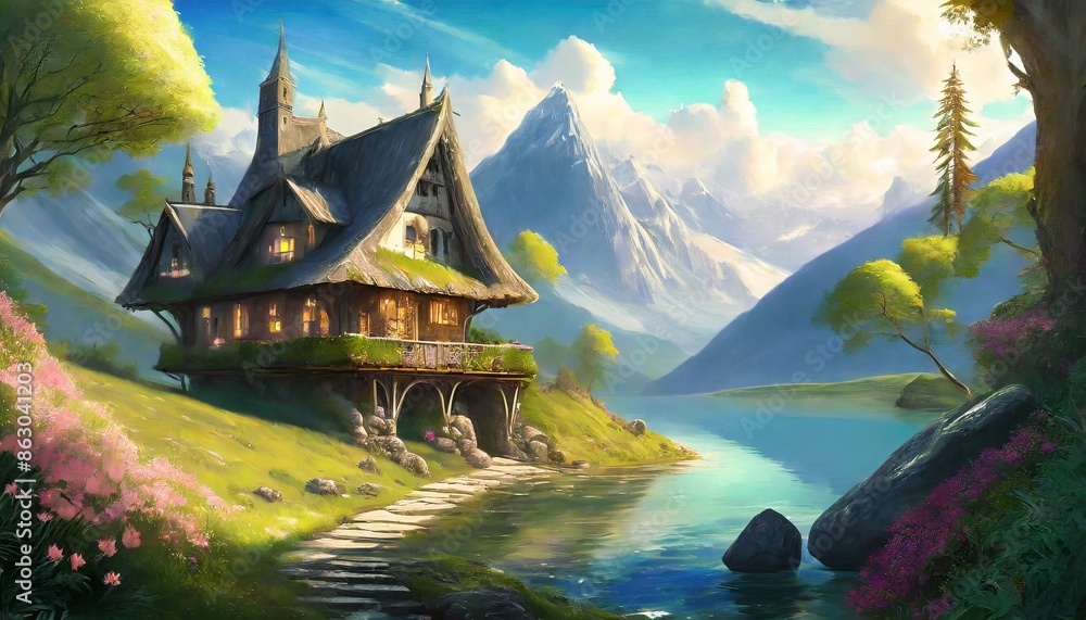 Fototapeta premium castle on the lake