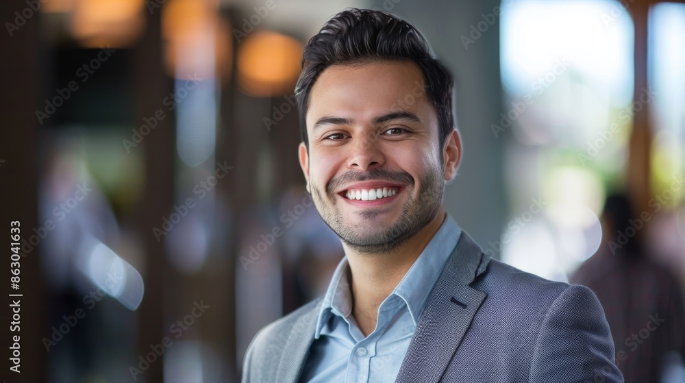 Confident businessman leading a successful smiling Confident businessman leading a successful smiling