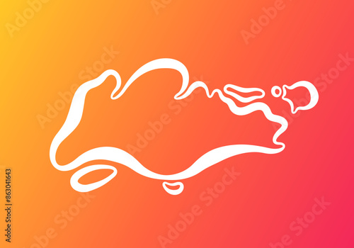 Singapore - Outline Map on Gradient Background