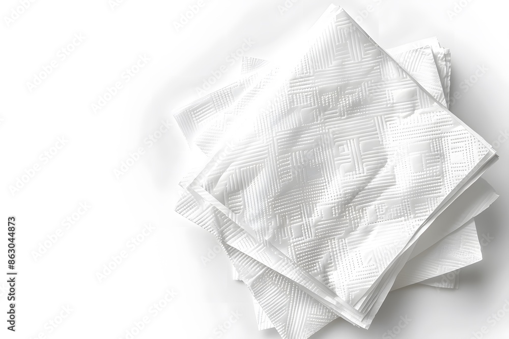Stack of White Paper Napkins with Geometric Pattern