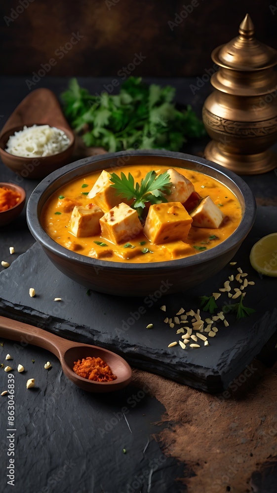 Shahi Paneer or Paneer butter masala. Indian famous dish of cottage cheese curry. Shahi Paneer or Paneer butter masala. Indian famous dish of cottage cheese curry.