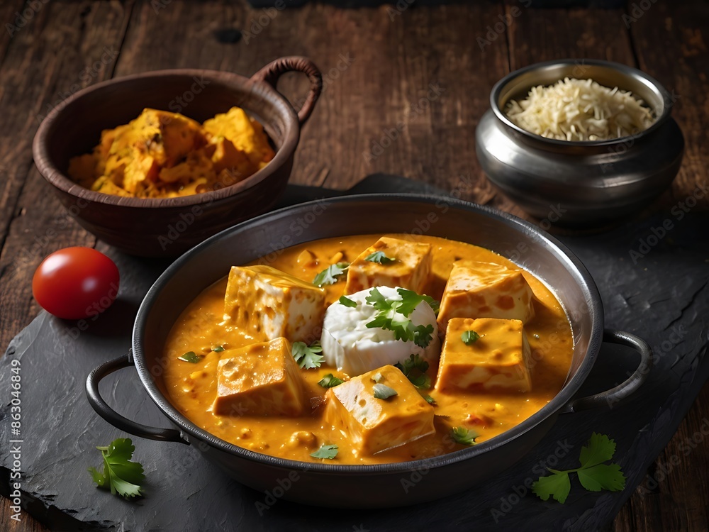 Shahi Paneer or Paneer butter masala. Indian famous dish of cottage cheese curry. Shahi Paneer or Paneer butter masala. Indian famous dish of cottage cheese curry.