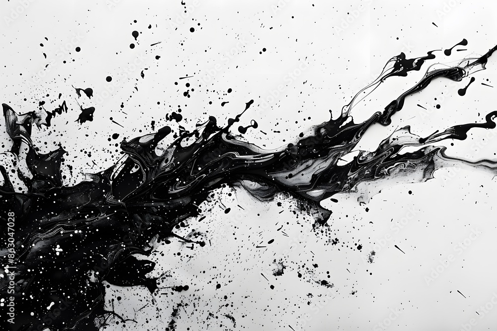 Obraz premium Dynamic Black Ink Splash on White Canvas
