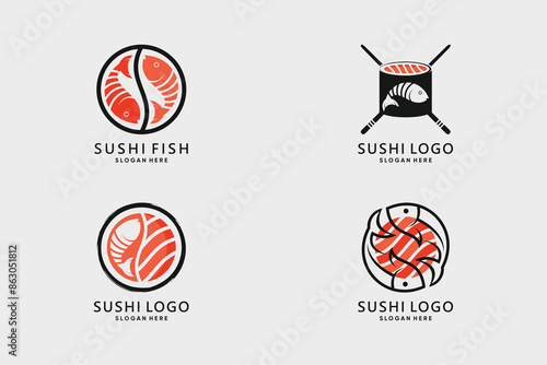 Sushi onigiri logo design vector collection for restaurant icon with creative idea