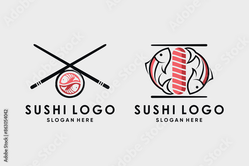 Sushi onigiri logo design vector collection for restaurant icon with creative idea