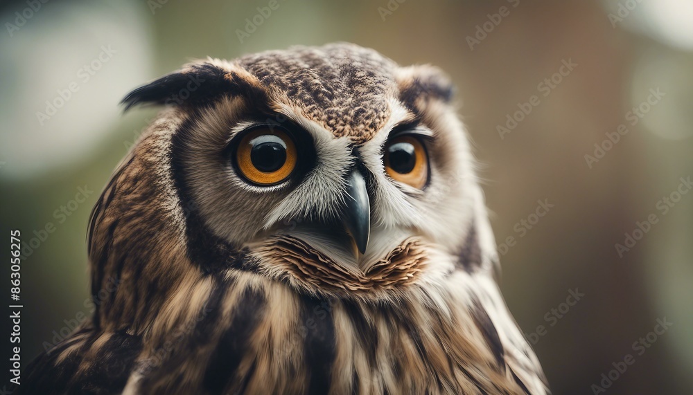 An owl staring intently into the distance with an amused look on his face. An owl staring intently into the distance with an amused look on his face.