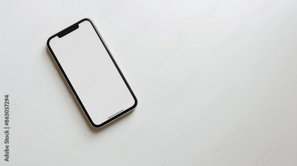 Mobile phone with a blank display lying on a clean white surface Mobile phone with a blank display lying on a clean white surface