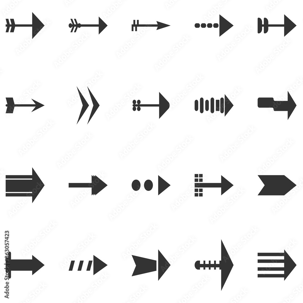 Black Arrow icons set, isolated on transparent background. Black Arrow icons set, isolated on transparent background.