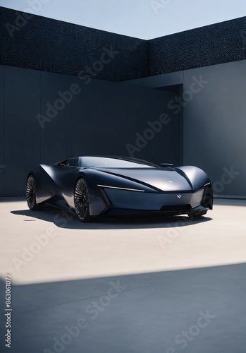 Wallpaper Mural A sleek silver sports car is parked in a modern building with a large concrete wall in the background.

 Torontodigital.ca