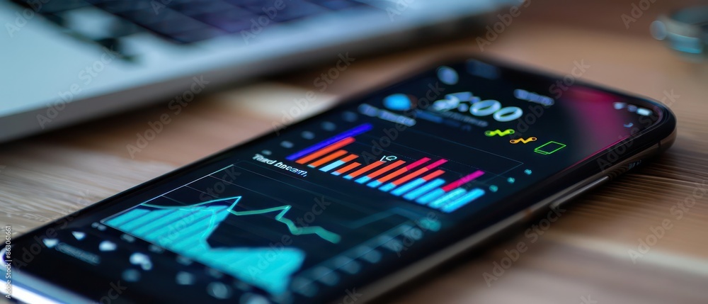 Closeup of a smartphone showing social media metrics, with copy space Closeup of a smartphone showing social media metrics, with copy space