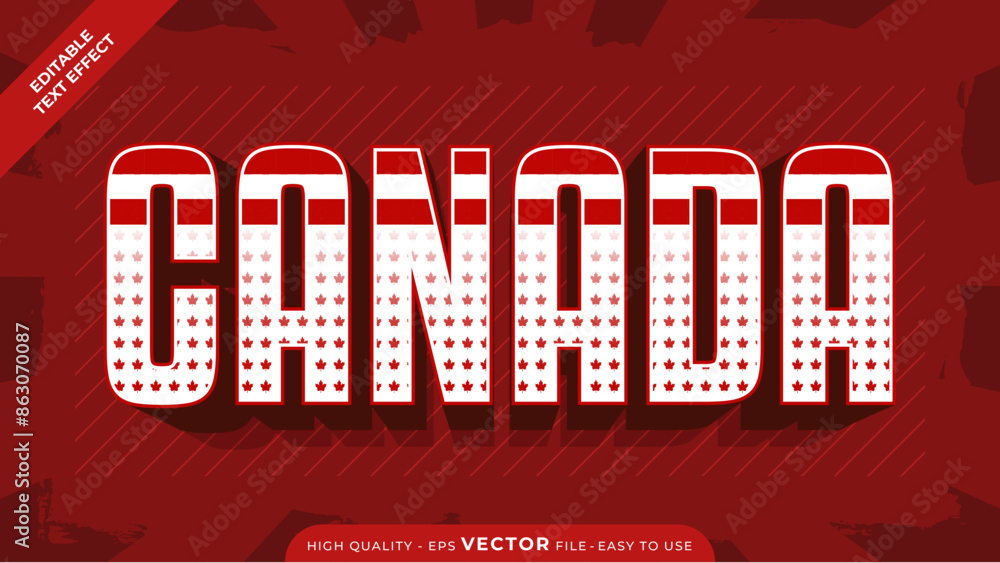 Naklejka premium Modern Canada Day Vector Text Effect | Editable 1 July Adobe Illustrator Design