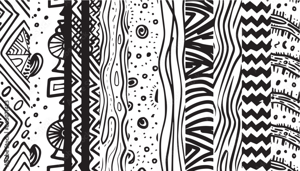Black and white line doodle abstract seamless on white background Black and white line doodle abstract seamless on white background