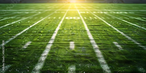 An American football field. Concept Sports, Football, Stadium, Athletics