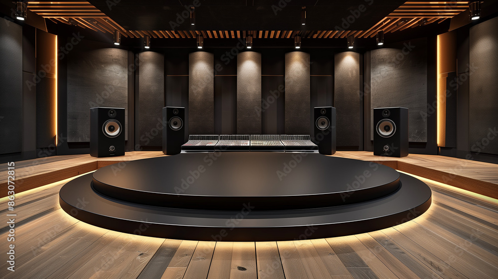 Sleek Modern Audio Studio with Premium Speakers Generative AI