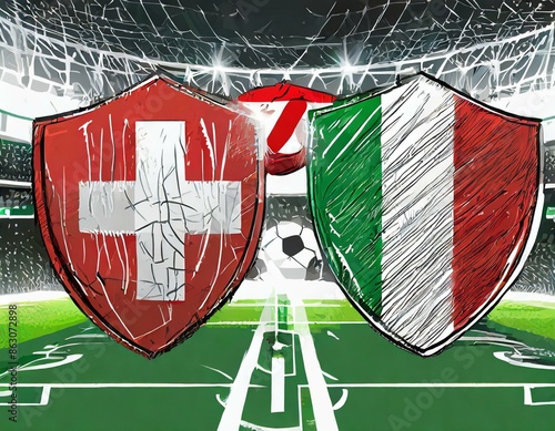 Schweiz gegen Italien, Fußball Spiel Statdion 