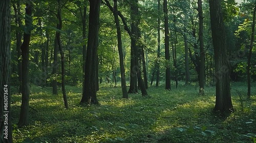 an establishing shot of a forest