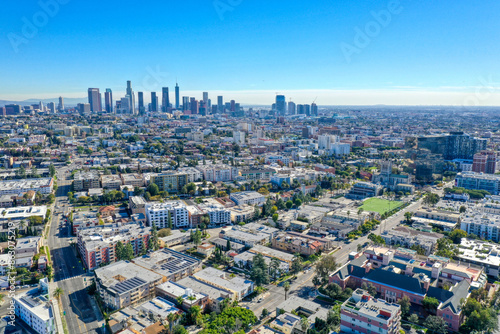 Aerial View of Los Angeles and Downtown Skyline