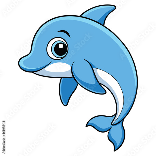 Cute Dolphin Cartoon Vector Icon Illustration for Marine Life Lovers.
