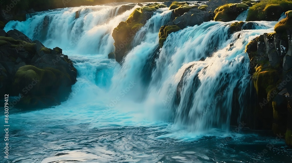 Extraordinary summer view of Bruarfoss Waterfall secluded spot with cascading blue waters Astonishing sunrise in Iceland Europe Beauty of nature concept background : Generative AI Extraordinary summer view of Bruarfoss Waterfall secluded spot with cascading blue waters Astonishing sunrise in Iceland Europe Beauty of nature concept background : Generative AI