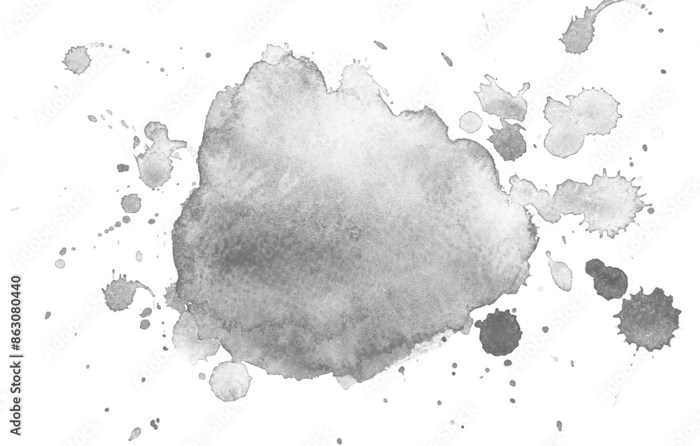 Fotografie Abstract grey watercolor on white background.