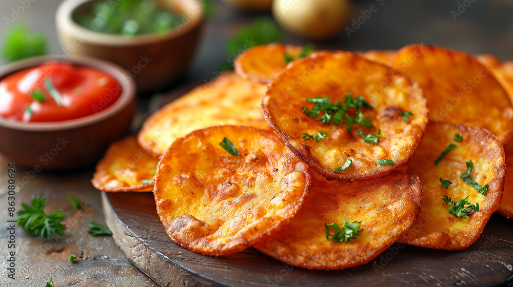 Potatoes chips with herbs and spices