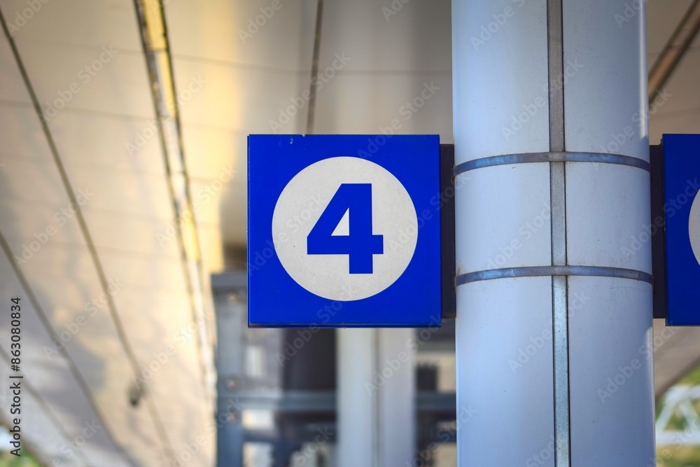 Signboard at a train station in Italy, showing the number four. Signboard at a train station in Italy, showing the number four.
