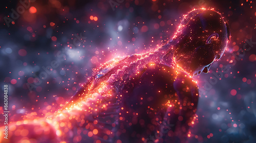 Person spinal tethered cord syndrome glowing depiction of abnormal spinal cord attachment causing strain