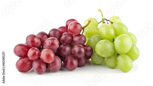 red and green grapes isolated on white