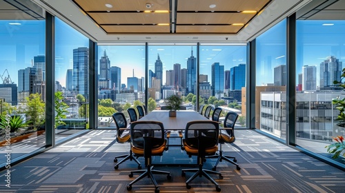Modern Conference Room With Cityscape View in Melbourne