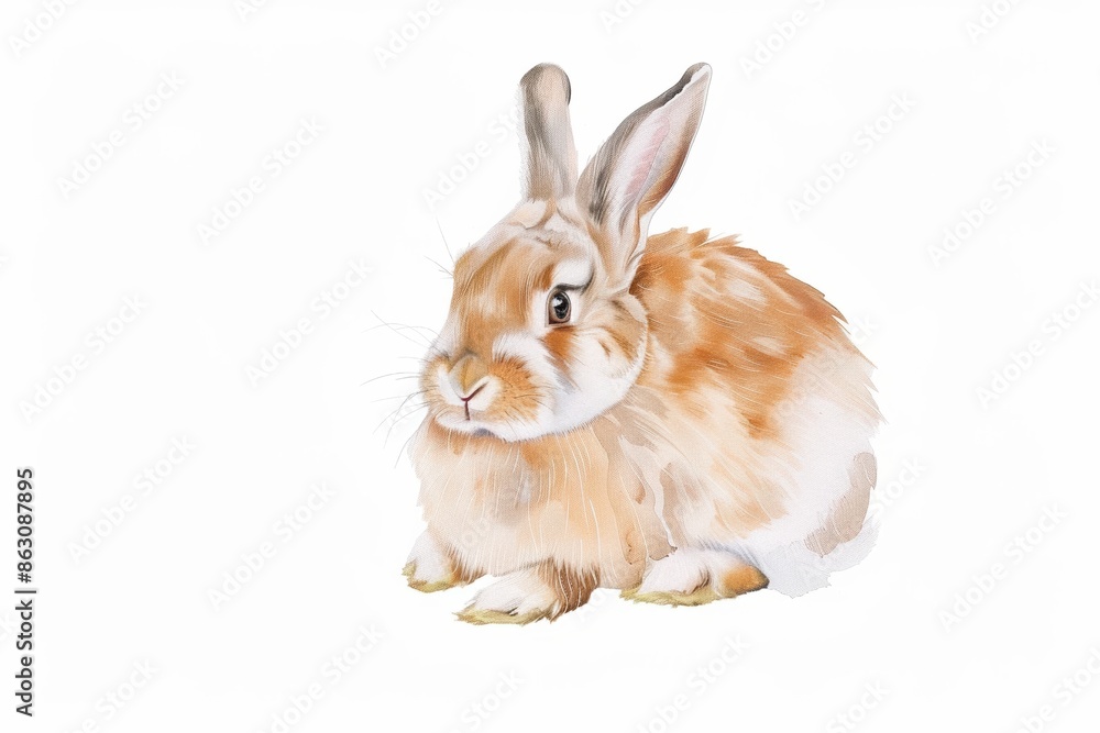 Photography Watercolor Rabbit Illustration with White Background - Symbol of Innocence and N