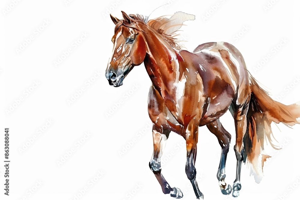 Εκτύπωση καμβά Watercolor Horse Painting: Graceful Movement with Copy Space