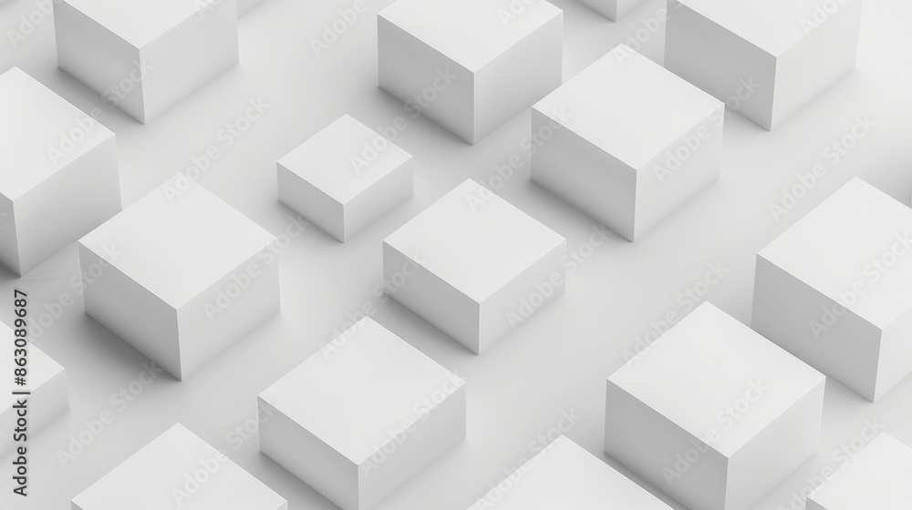 White 3D geometric cubes mockup on a soft background White 3D geometric cubes mockup on a soft background