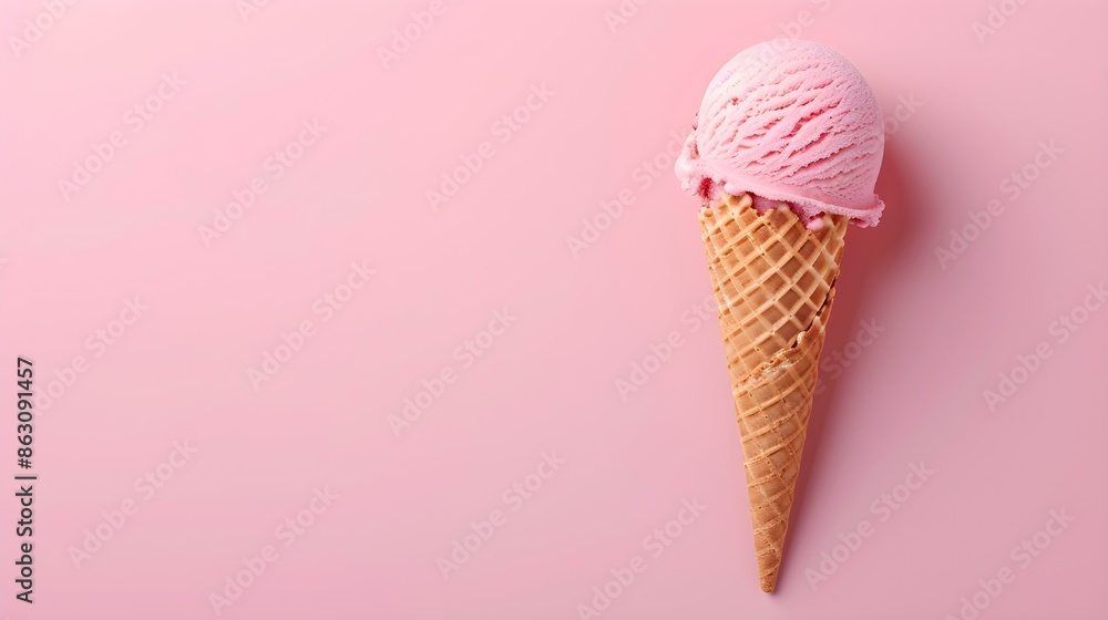 Blush Ice Cream Cone on a pink Background with Copy Space Blush Ice Cream Cone on a pink Background with Copy Space