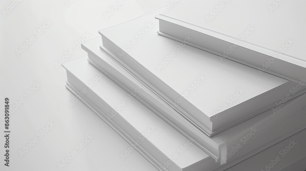 Stack of blank white hardcover books on a white background. Concept of learning, education, reading, literature, and knowledge. Stack of blank white hardcover books on a white background. Concept of learning, education, reading, literature, and knowledge.