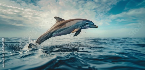 A Dolphin Leaps Above the Ocean Waves on a Sunny Day