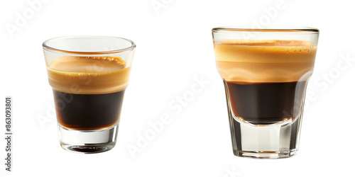 collection of espresso shot isolated on transparent background