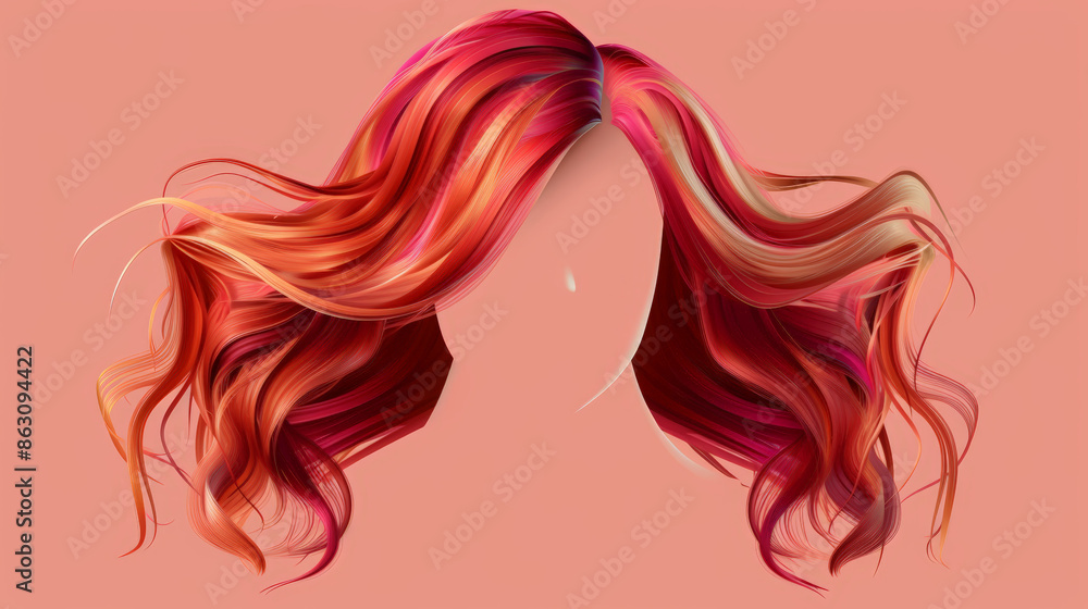 stylish hair wig isolated on colorful background stylish hair wig isolated on colorful background