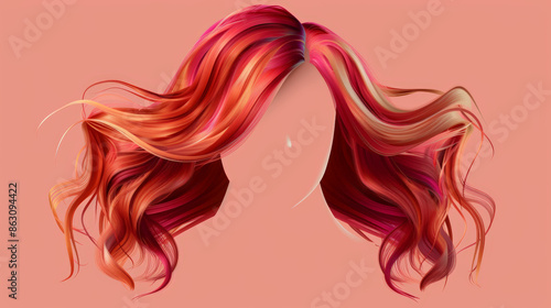 stylish hair wig isolated on colorful background