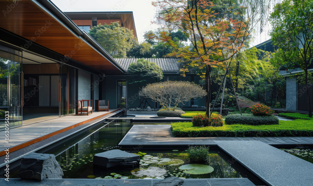Obraz premium Modern minimalist style courtyard