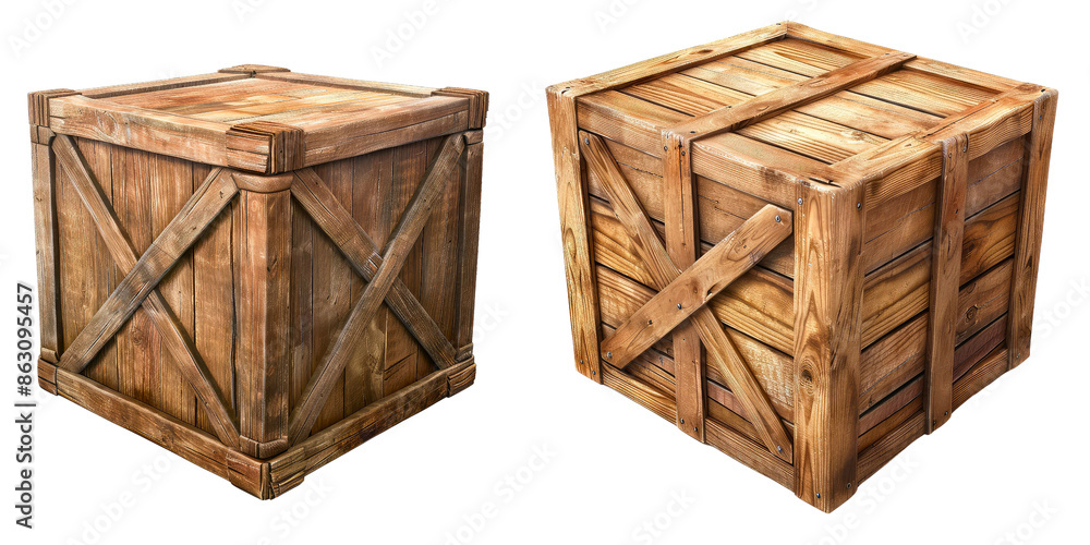 Raw wooden box isolated on the transparent background Raw wooden box isolated on the transparent background