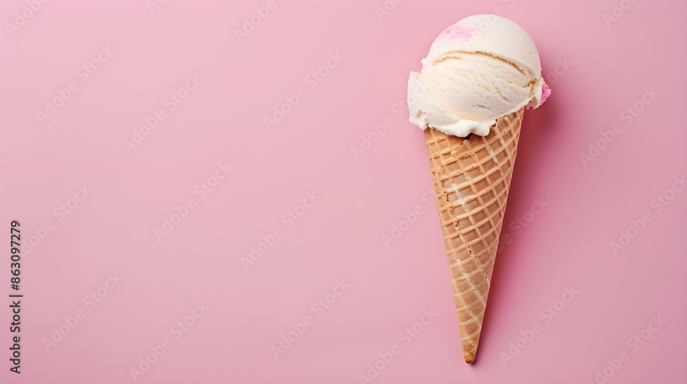 Ivory Ice Cream Cone on a pink Background with Copy Space Ivory Ice Cream Cone on a pink Background with Copy Space